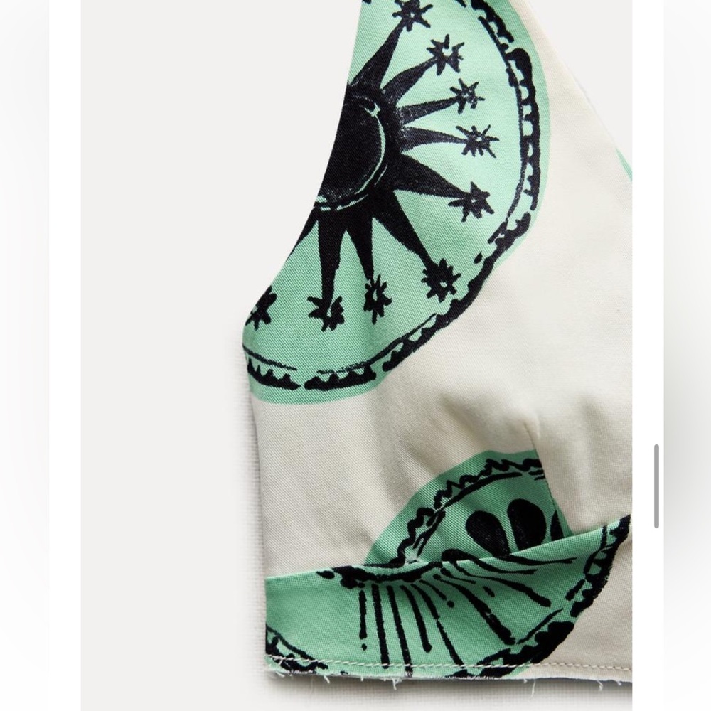 New ZARA ZW Collection Printed Crop Top - Picture 7 of 8